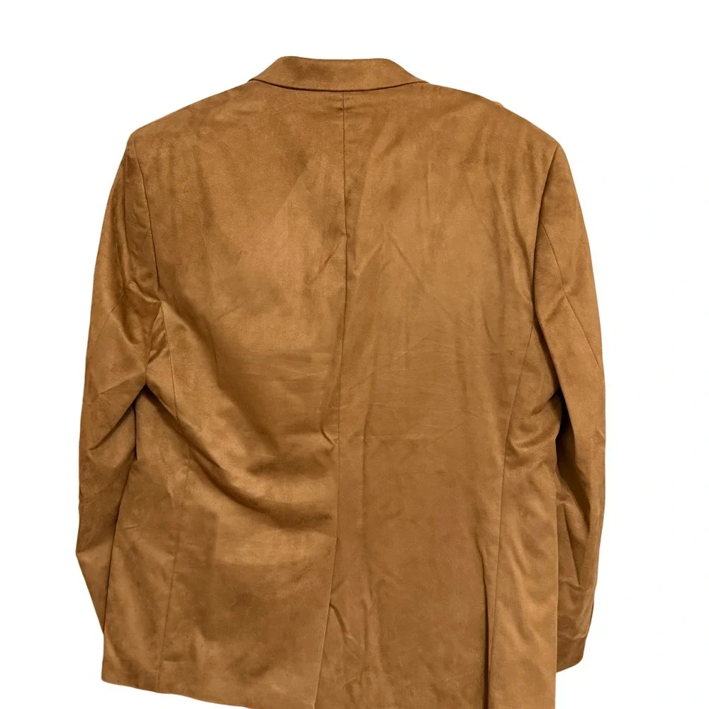 Lauren Ralph Lauren Sport Coat Faux Suede Blazer 44R Tan Excellent Preppy